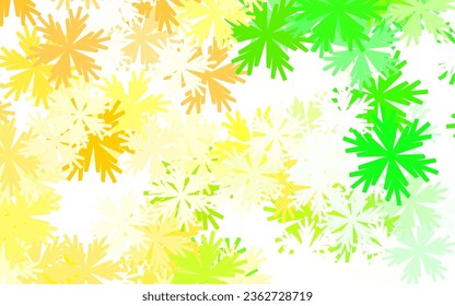 Verde claro, fondo de doodle vectorial amarillo con flores. Ilustración colorida al estilo doodle con flores. Diseño de Doodle para su sitio web.
