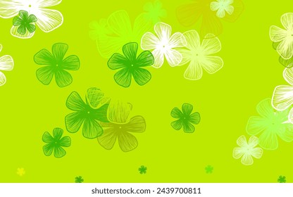 Light Green, Yellow vector doodle background with flowers. Abstract illustration with flowers in doodles style. Brand new design for your business.