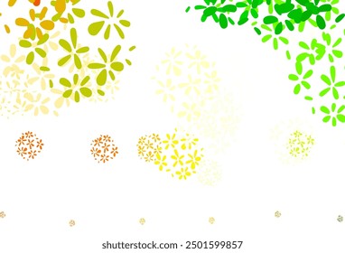 Light Green, Yellow vector doodle background with leaves. Colorful illustration in doodle style with leaves. Brand new design for your business.