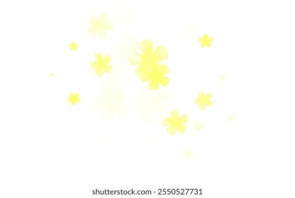 Verde claro, textura del doodle del Vector amarillo con las flores. Una elegante ilustración brillante con flores. Patrón texturizado para Sitios web, Anuncios.