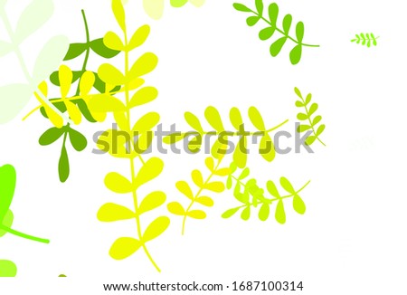 Light Green, Yellow vector doodle pattern with leaves. Decorative illustration with doodles on abstract template. A new texture for your wallpaper design.