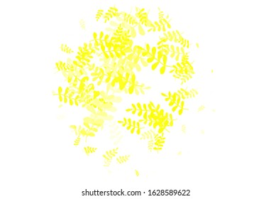 Light Green, Yellow vector elegant background with leaves. Sketchy doodles with leaves on blurred background. New design for your business.