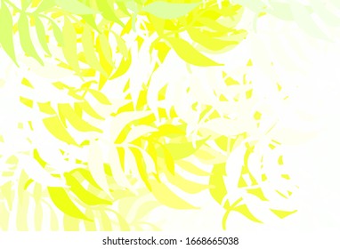 Light Green, Yellow vector elegant wallpaper with leaves. Decorative illustration with doodles on abstract template. New template for your brand book.