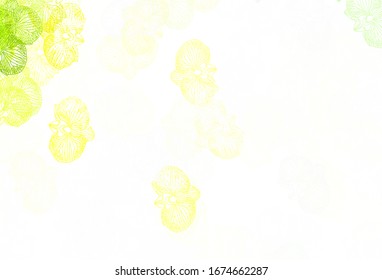 Light Green, Yellow vector elegant pattern with flowers. Glitter abstract illustration with flowers. Brand new design for your business.