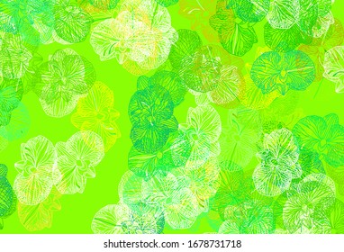 Hellgrüner, gelber Vektorillustration, eleganter Hintergrund mit Blumen. Moderne abstrakte Illustration mit Blumen. Das beste Design für Ihr Unternehmen.