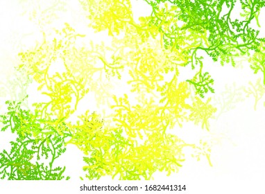 Hellgrünes, gelbes Vektorillustration elegantes Muster mit Sakura. Neue farbige Illustration mit Blättern und Ästen. Neues Design für Ihr Unternehmen.