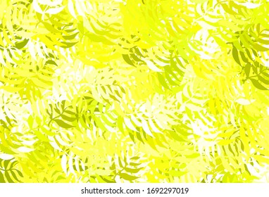 Light Green, Yellow vector elegant wallpaper with leaves. leaves on blurred abstract background with gradient. The best design for your business.