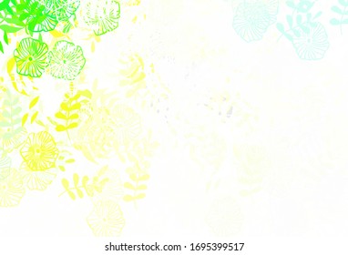 Diseño elegante vectorial amarillo claro con hojas. Ilustración creativa en estilo borroso con hojas. Diseño de Doodle para su sitio web.