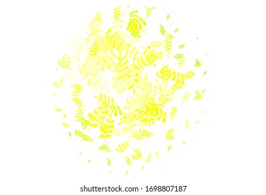 Color verde claro, elegante vector amarillo con hojas. Dibujo abstracto geométrico moderno con hojas.  Nuevo diseño para su negocio.