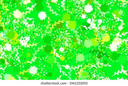 Papel pintado elegante vectorial amarillo verde claro con flores Ilustración con coloridas flores de doodle abstractas. Diseño de Doodle para su sitio web.