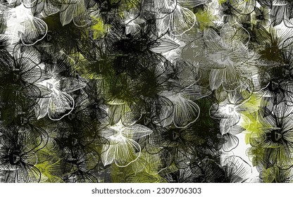 Light Green, Yellow vector elegant background with flowers. Flowers with gradient on white background. Colorful pattern for kid's books.