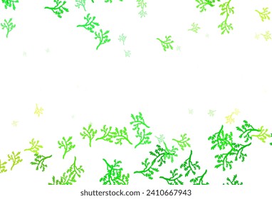 Light Green, Yellow vector elegant background with sakura. Doodle illustration of leaves and branches in Origami style. New design for your business.