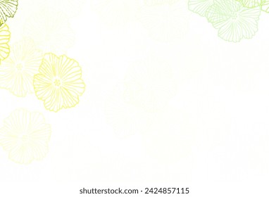 Verde claro, amarillo vector elegante fondo de pantalla con hojas. Ilustración colorida en estilo doodle con flores. El mejor diseño para tu negocio.