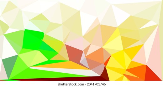 Diseño poligonal geométrico vectorial amarillo, verde claro. Ilustración en vidrio roto con triángulos. Muestra para tus diseños.
