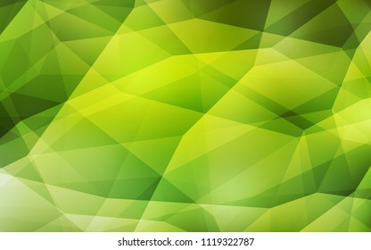 Light Green, Yellow vector gradient triangles template. Shining polygonal illustration, which consist of triangles. A completely new design for your leaflet.