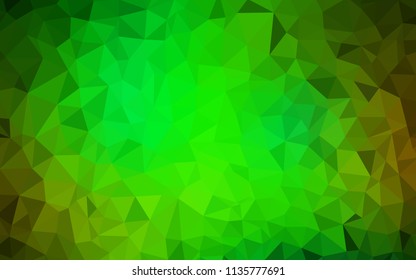 Light Green, Yellow vector gradient triangles texture. Geometric illustration in Origami style with gradient.  A completely new design for your leaflet.