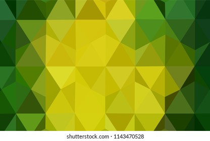 Light Green, Yellow vector gradient triangles texture. Geometric illustration in Origami style with gradient.  Triangular pattern for your design.