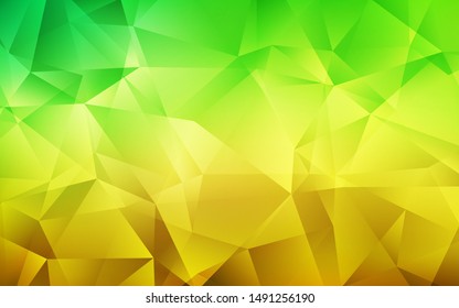 Light Green, Yellow vector gradient triangles template. A sample with polygonal shapes. Template for cell phone's backgrounds.