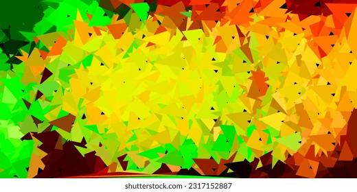 Textura de polígono de gradiente vectorial amarillo verde claro. Ilustración en vidrio roto con triángulos. Antecedentes para diseñadores web.