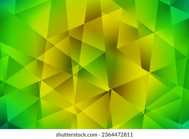 Light Green, Yellow vector gradient triangles texture. Triangular geometric sample with gradient.  Brand new style for your business design.