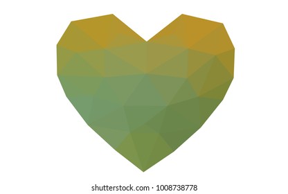 Light Green, Yellow vector greeting Card Happy Valentine's Day. Lettering with hearts on the white polygonal background. Colored triangular illustration for your business.