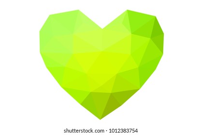 Light Green, Yellow vector greeting Card Happy Valentine's Day. Lettering with hearts on the white polygonal background. Colored triangular illustration for your business.