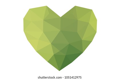 Light Green, Yellow vector greeting Card Happy Valentine's Day. Lettering with hearts on the white polygonal background. Colored triangular illustration for your business.