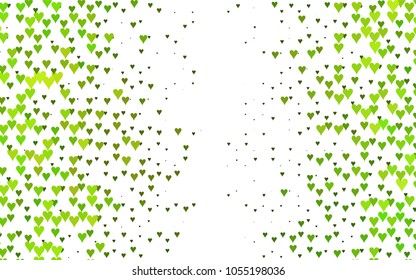 Light Green, Yellow vector greeting Card Happy Valentine's Day. Pattern with isolated hearts on the white background. Colored illustration for your banner, website, advert.