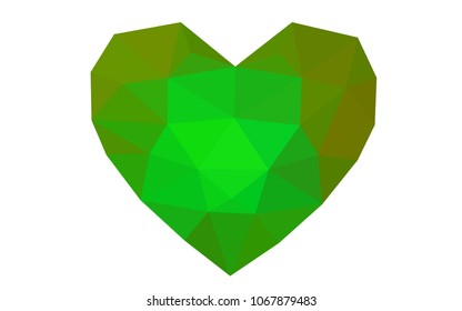 Light Green, Yellow vector greeting Card Happy Valentine's Day. Lettering with hearts on the white polygonal background. Colored triangular illustration for your business.