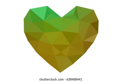 Light Green, Yellow vector greeting Card Happy Valentine's Day. Lettering with hearts on the white polygonal background. Colored triangular illustration for your business.