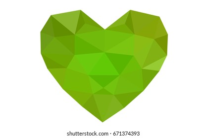 Light Green, Yellow vector greeting Card Happy Valentine's Day. Lettering with hearts on the white polygonal background. Colored triangular illustration for your business.