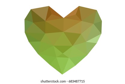 Light Green, Yellow vector greeting Card Happy Valentine's Day. Lettering with hearts on the white polygonal background. Colored triangular illustration for your business.