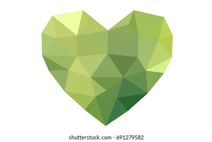Light Green, Yellow vector greeting Card Happy Valentine's Day. Lettering with hearts on the white polygonal background. Colored triangular illustration for your business.