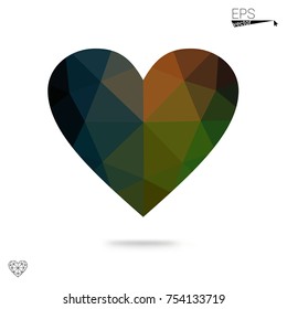 Light Green, Yellow vector greeting Card Happy Valentine's Day. Lettering with hearts on the white polygonal background. Colored triangular illustration for your business.