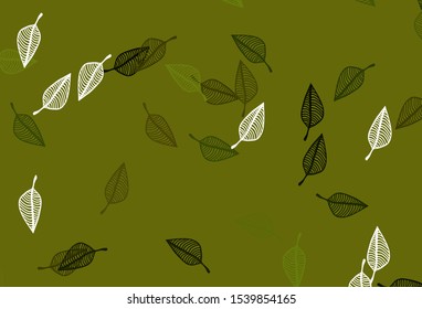 Light Green, Yellow vector hand painted texture. Colorful illustration in doodle style with leaves. Pattern for wallpapers and coloring books.