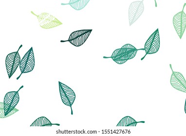 Light Green, Yellow vector hand painted template. A vague abstract illustration with leaves in doodles style. The textured pattern for website.