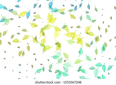 Light Green, Yellow vector hand painted texture. Doodle illustration of leaves in Origami style with gradient. New template for your business design.