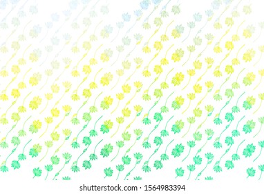 Light Green, Yellow vector hand painted background. Doodle illustration of leaves in Origami style with gradient. New template for your brand book.