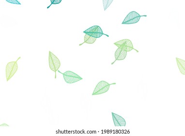 Light Green, Yellow vector hand painted texture. Colorful illustration in doodle style with leaves. Doodle design for your web site.