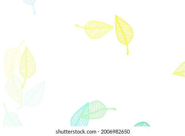 Light Green, Yellow vector hand painted background. Glitter abstract illustration with leaves. New template for your brand book.