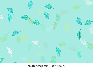 Light Green, Yellow vector hand painted backdrop. Shining colorful illustration with leaves in doodle style. Pattern for coloring books and pages for kids.