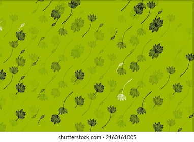 Plantilla pintada a mano de vectores amarillo verde claro. Ilustración abstracta brillante con hojas. Una nueva textura para tu diseño.