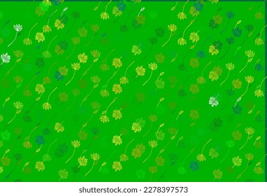 Light Green, Yellow vector hand painted texture. New colorful illustration in doodle style with leaves. Hand painted design for web, leaflet, textile.