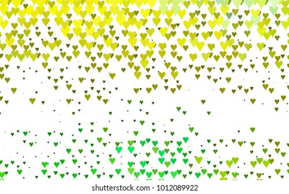 Light Green, Yellow vector hearts isolated on white background. Cool pattern in origami style with gradient for Valentine day. Graphic illustration for your business design.