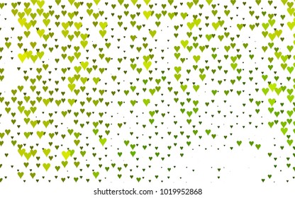 Light Green, Yellow vector hearts isolated on white background. Cool pattern in origami style with gradient for Valentine day. Graphic illustration for your business design.