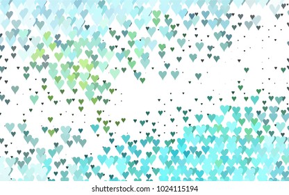 Light Green, Yellow vector hearts isolated on white background. Cool pattern in origami style with gradient for Valentine day. Graphic illustration for your business design.