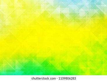 Light Green, Yellow vector hexagon mosaic triangle mosaic. Geometric illustration in Origami style with gradient.  The template can be used as a background for cell phones.
