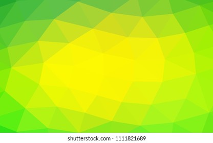Light Green, Yellow vector hexagon mosaic triangle mosaic. Creative illustration in halftone style with gradient. Triangular pattern for your business design.