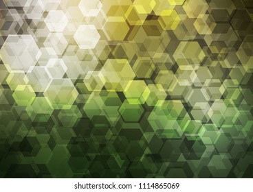 Light Green, Yellow vector hexagon mosaic background. Shining illustration, which consist of hexagons. The textured pattern can be used for background.