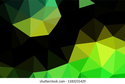 Light Green, Yellow vector hexagon mosaic texture. Triangular geometric sample with gradient.  Brand new style for your business design.